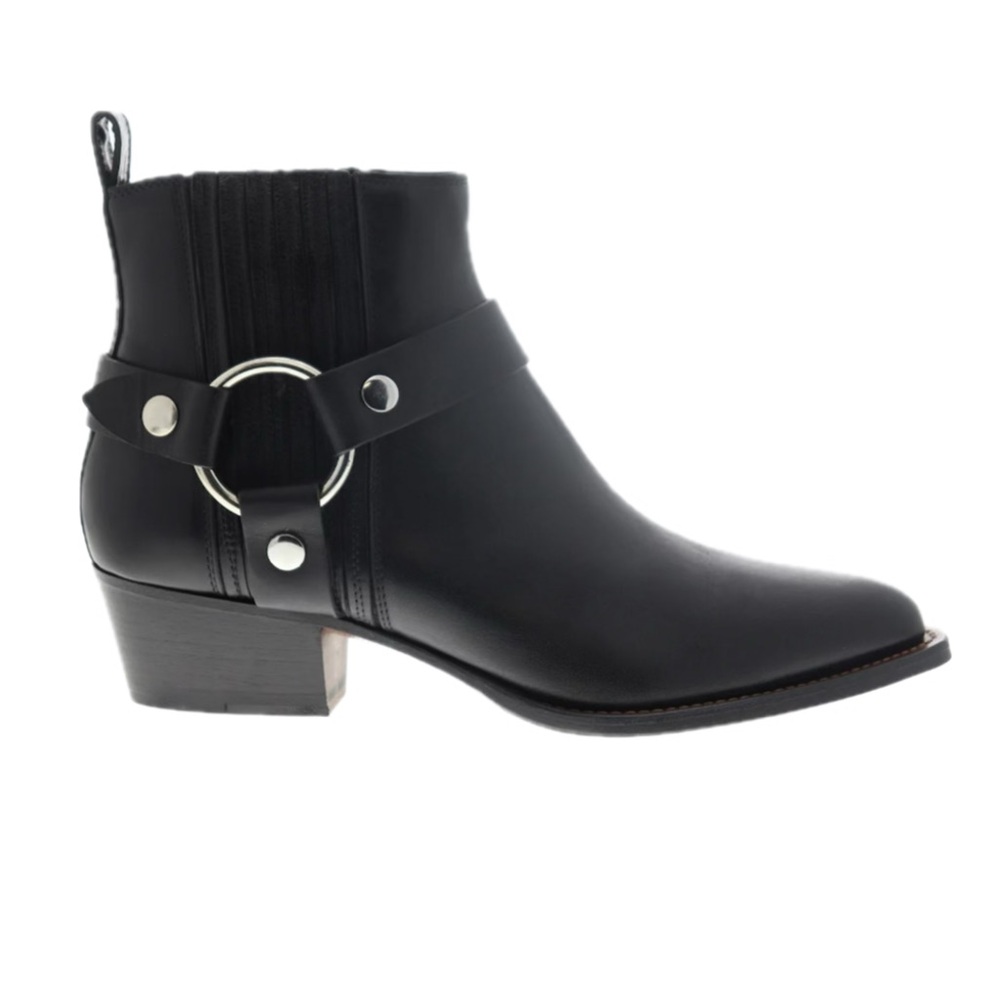 FRYE MODERN HARNESS CHELSEA 79911 WOMENS BLACK LEATHER SLIP ON BOOTS SIZE 7.5